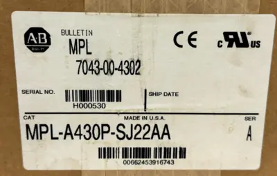 NEW ALLEN BRADLEY MPL-A430P-SJ22AA KINETIX SERVO MOTOR SER. A 7043-00-4302