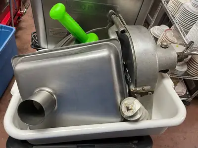 Used Hobart Used Hobart 4812 Commercial Meat Grinder Motor with Grinder and Slicer Attachments 120V Grinders / Shredders - Food Illinois US | Falcon Restaurant Supply #1373529