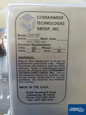 USED Containment Technolgies Group Containment Technologies Group Glovebox