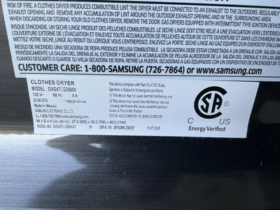 Used SAMSUNG DVG47CG3500V Residential Appliances Michigan US | Miedema Asset Management Group #1578865