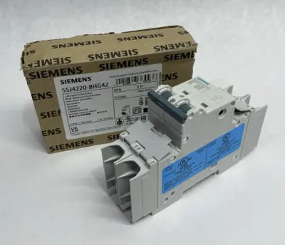 USED SIEMENS SENTRON MINIATURE CIRCUIT BREAKER 10KA, 2-POLE, D, 20A