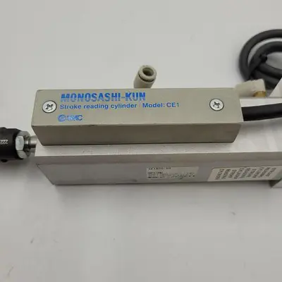 Used SMC SMC CE1B20-50 & MONOSASHI-KUN MODEL: CE-1 STROKE READING CYLINDER ON MOUNTING PLATE Cylinders | ND Industrial Surplus #1219029