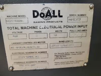 2018 DOALL DCDS-600NC Horizontal bandsaw Automatic | Myers Technology Co., LLC (12)