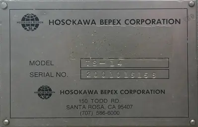 SPC9268  Mixer and Blender 14" dia x 42.25" long chamber Hosokawa Bepex model TS-14 Turbulizer high shear industrial paddle mixer Stainless Steel, 30 hp