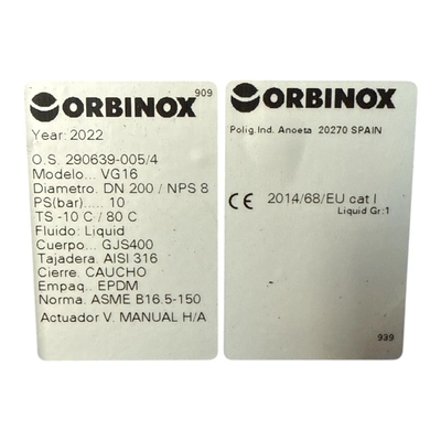 Used ORBINOX VG16 Pump & Valve Parts MX | MAQUINARIA PECUSA #908382