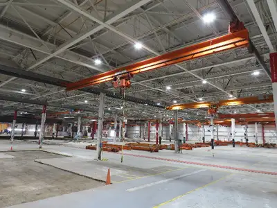 Cleveland Tramrail P&H 3 Ton Single Girder Underhung Bridge Crane 45' 10" Span