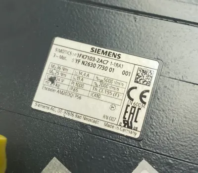 USED SIEMENS SIMOTICS S SYNCHRONOUS MOTOR 1FK7-CT PN=5.2KW