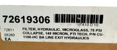 NEW PTI TECHNOLOGIES CU-1100-HC FILTER ELEMENT 75PSI 149 MICRON CU1100HC