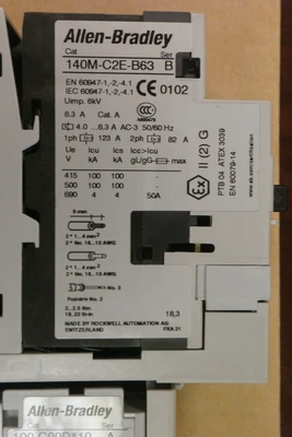 USED Allen-Bradley 140M-C2E-B63  SER B WITH 100-C09D*10 Ser A