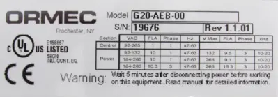 NEW ORMEC G20-AEB-00 DRIVE G20AEB00