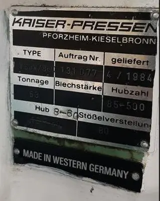 USED 1984 KAISERPRESSE PA620/2