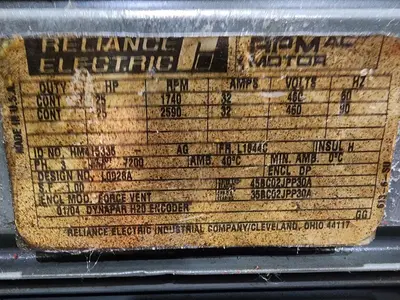 Reliance Electric HM415338 3 Phase 1740 / 2590 RPM 32 AMP 460 V 25 HP Motor