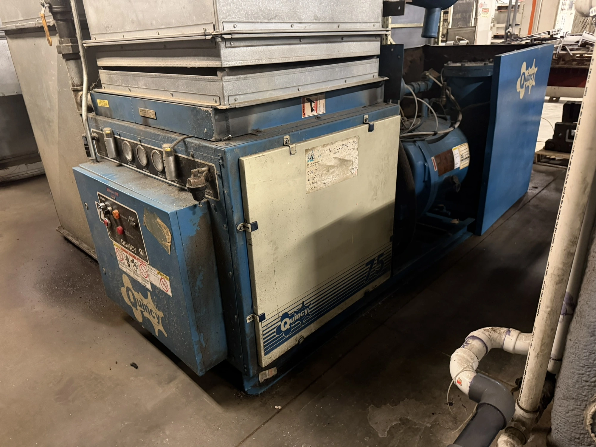 (1) Quincy, model QMA75ATA31G, air compressor, S/N 74578, with push button start and stop controls, ...