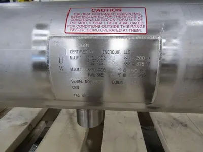 Heat Exchanger, Shell & Tube, 90 SF, 316 S/st, Enerquip #A743059