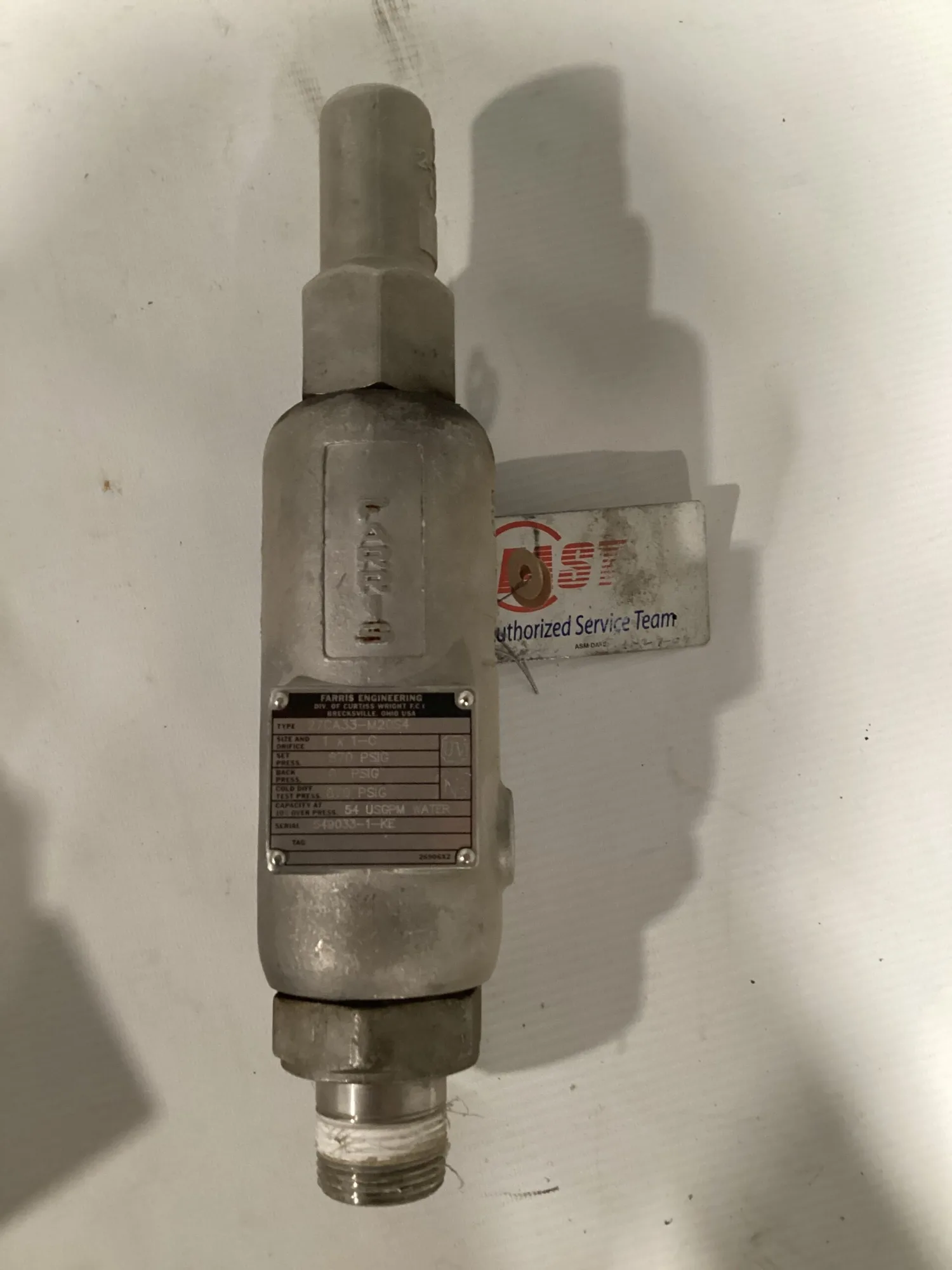 Farris Engineering 27CA33-M20S4 1″ 316SS Pressure Relief Valve 870PSIG