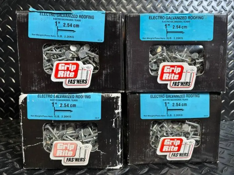 Grip Rite 1in Electro Galvanized Roofing Nails - 5 lb Box (4-Pack)