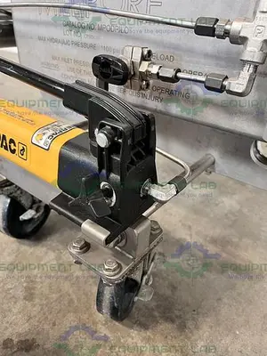 USED MILLIPORE MPODPILOT CP5PN1075 FILTER PRESS W/ ENERPAC P142 HYDRAULIC HAND PUMP