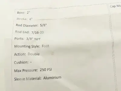 IMI Norgren EJ0977A1-2.00X4.000 Pneumatic Air Cylinder 2" Bore 4" Stroke 250PSI