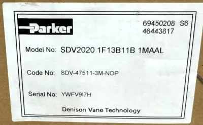 NEW PARKER SDV2020-1F13B11B-1MAAL VANE PUMP SDV-47511-3M-NOP