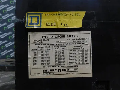 USED SQUARE D PAF-361400