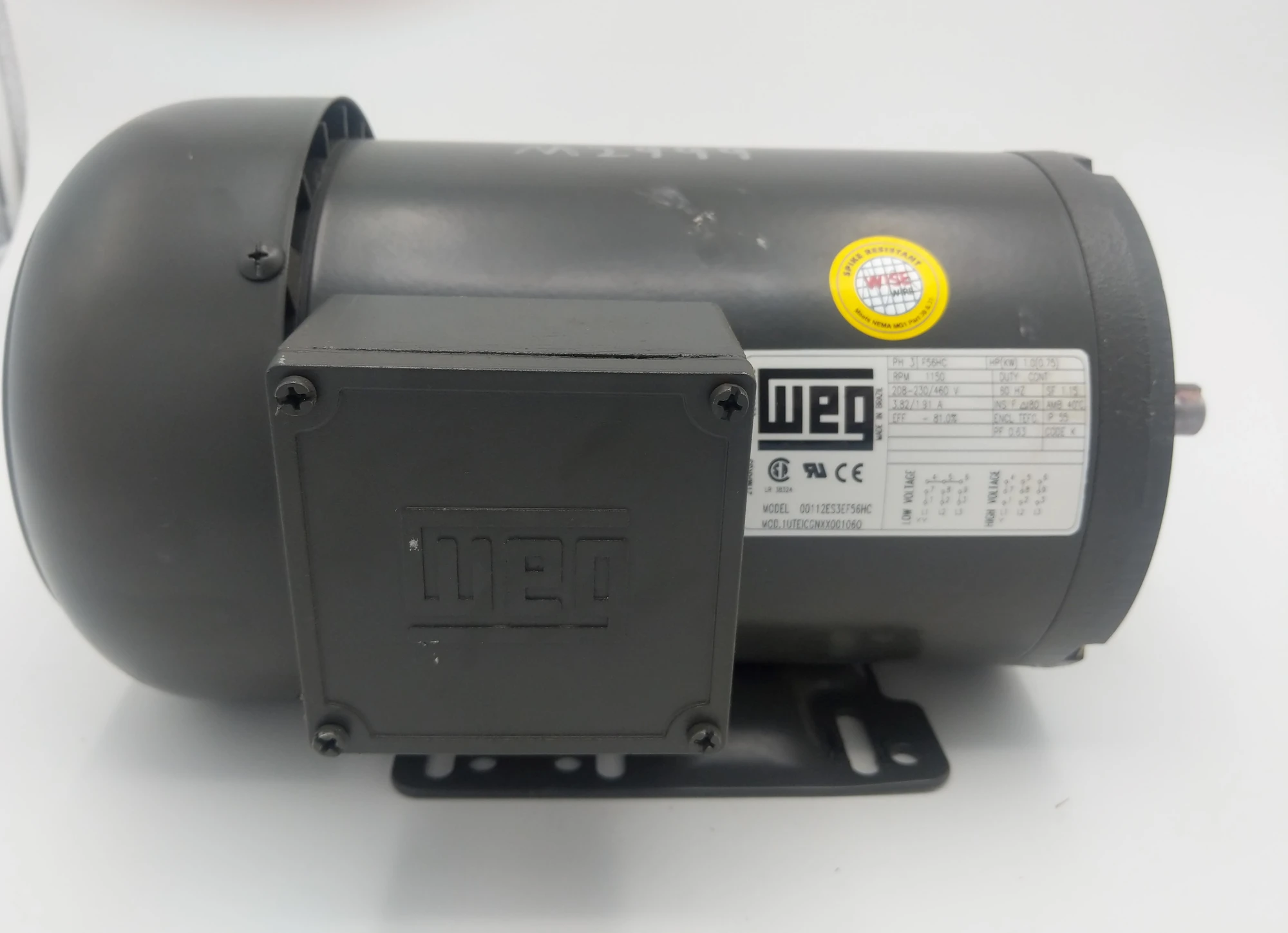 WEG 1 HP, 1150 RPM, F56HC FRAME MOTOR