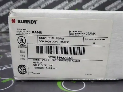 Box of 6 Burndy KA44U Single Hole Aluminum Mechanical Lugs 392035 New NIB