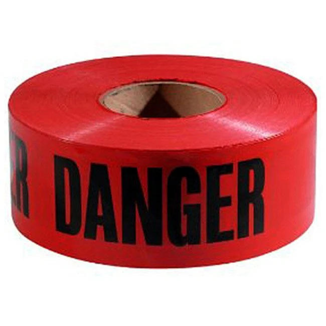 Four rolls of 1,000-foot red "Danger" barricade tape, 3 inches wide.