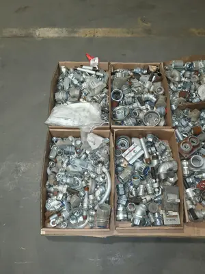 5 PALLETS OF ASSORTED CONDUIT AND CONDUIT FITTINGS, EATON, CROUS HINDS, SQUARE D