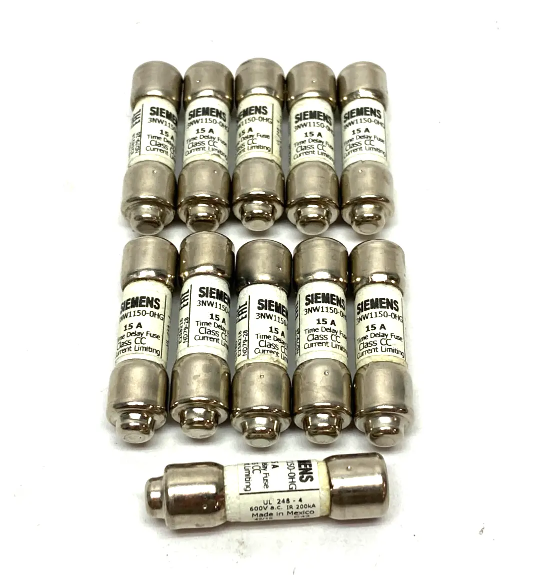 USED SIEMENS SENTRON CYLINDRICAL FUSE, 15A, SLOW-BLOW