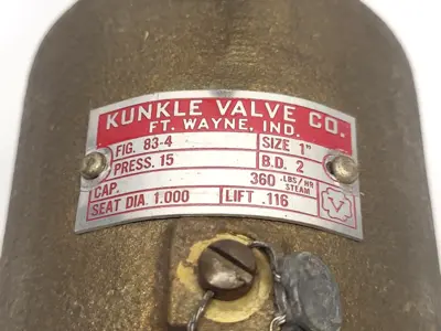 USED KUNKLE VALVE 83-4