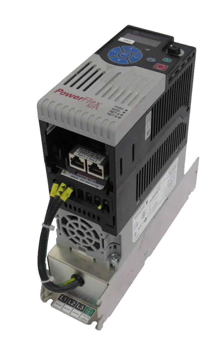 USED ALLEN BRADLY 25A-D1P4N104 POWERFLEX 523 DRIVE .05HP W/ 25-RF7P5-AL