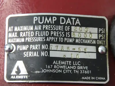 Alemite 7785-B5 Pneumatic Grease Pump 16gal Drum 40:1 Ratio
