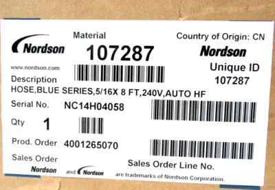 NEW NORDSON 107287 HOT MELT HOSE BLUE SERIES