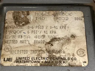 Used UNITED ELECTRIC CONTROLS J21K Miscellaneous Equipment (Electrical & Power) | Surplus Asset Holdings #1198147