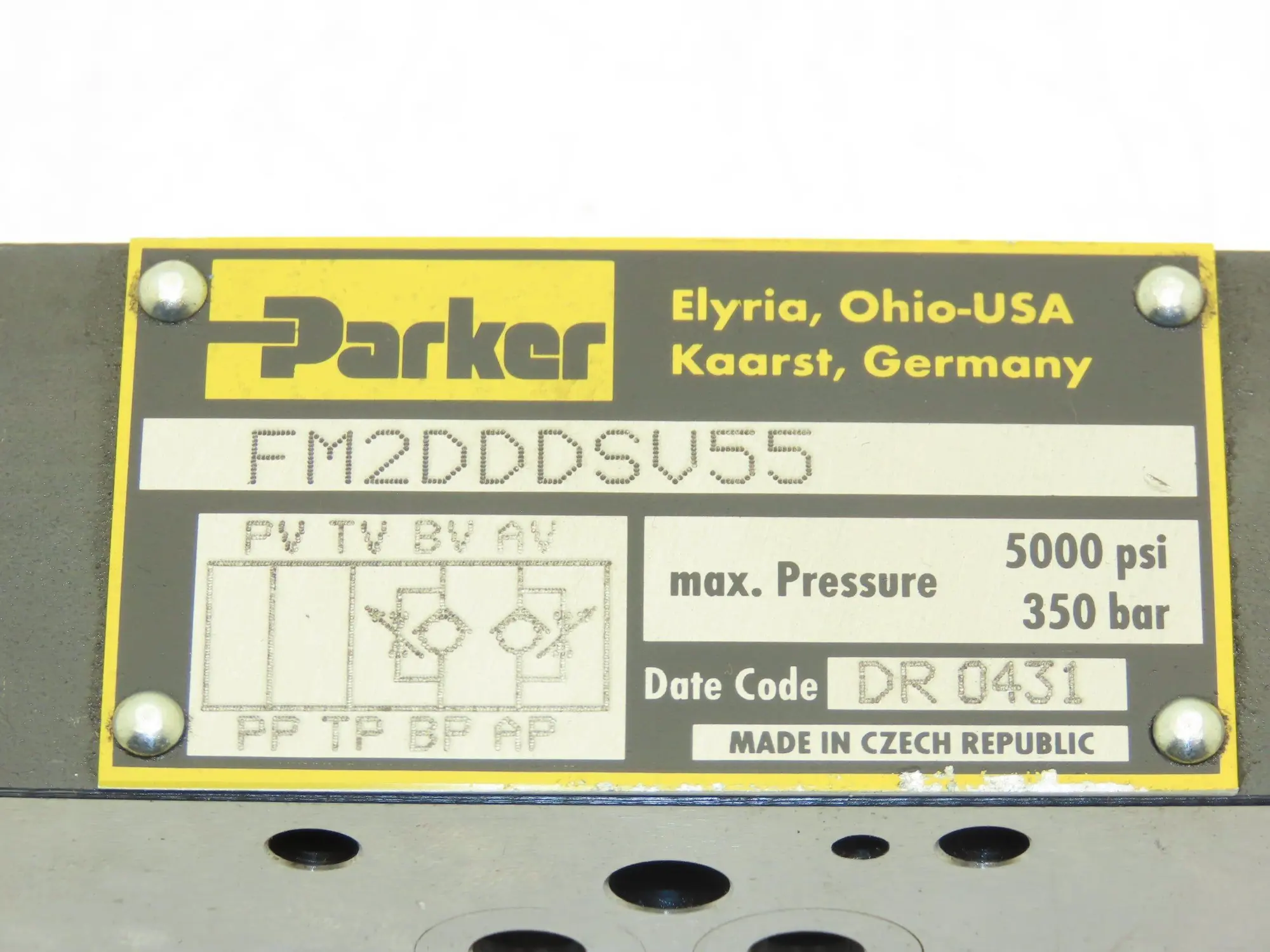 Parker FM2DDDSV55 Hydraulic Throttle Check Valve 350 Bar 5000 psi