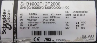 USED SCHNEIDER ELECTRIC SH31002P12F2000 SERVO MOTOR