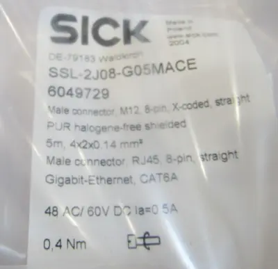 NEW SICK SSL-2J08-G05MACE CABLE 6049729 SSL2J08G05MACE