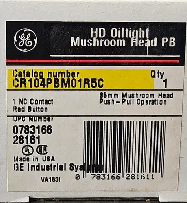 GE CR104PBM01R5C HD Oiltight Mushroom Head PB. Loc4E-20