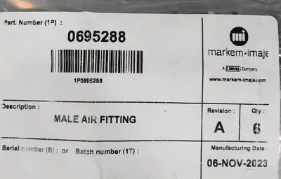 Marken Imaje 0695288 Male Air Quick Connect Fittings Loc5B19