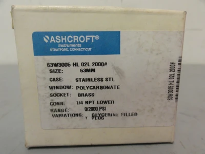 NEW ASHCROFT 63W3005