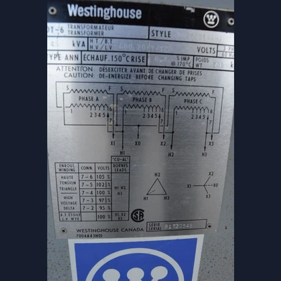 Westinghouse 45 kVA Transformer