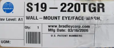 NEW BRADLEY S19-220TGR WALL MOUNT EYE/FACE WASH STATION S19220TGR