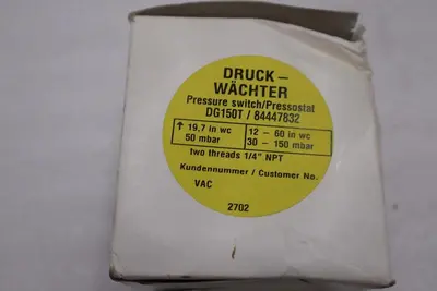 NEW Krom Schroder DG150T Gas Druckwachter Pressure Switch  STOCK H1031A