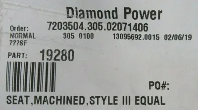 NEW DIAMOND POWER A-19315 VALVE KIT 19280 A19315