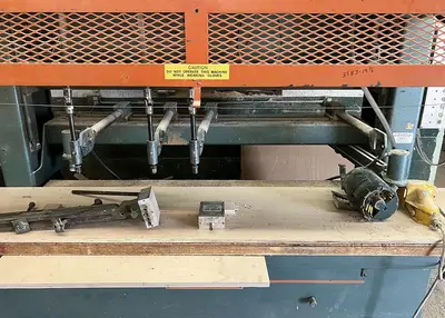 USED CEMCO 4-SPINDLE VERTICAL CHAIR-SEAT BORING MACHINE