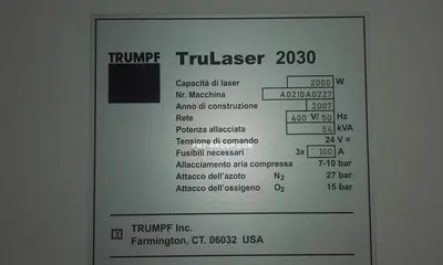 Used 2007 TRUMPF TRULASER 2030 Laser Cutters SK | F.M.T. Group s.r.o. #1245835
