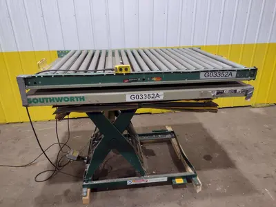 3000 LB X 72" X 48" SOUTHWORTH MODEL #LS4-36 HYDRAULIC SCISSOR LIFT TABLE WITH ROTATING,110V SINGLE PHASE: STOCK #20938