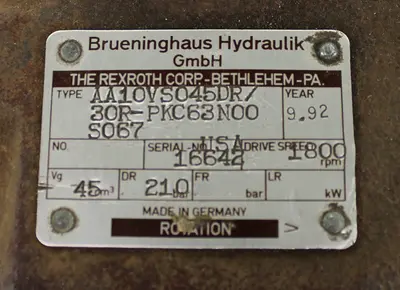 USED REXROTH BRUENINGHAUS HYDRAULIK AA10VS045DR/30R-PKC63N00S067