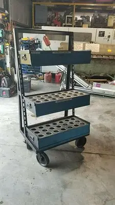 Portable Cat 40/50 Tool Holder Carts w/Adjustable Shelves, 3-4 Shelves/Unit