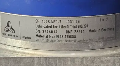 Wittenstein Alpha SP 100S-MF1-7-0G1-2S Planetary Transmission loc1E22